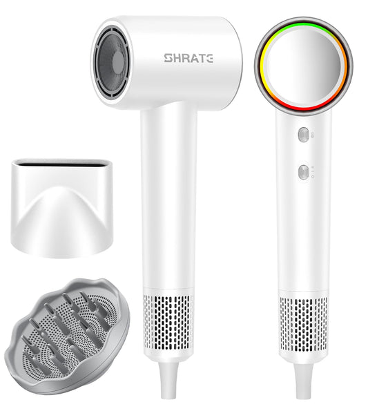 SHRATE Professional High Speed Ionic Hair Dryer | Ultra-Fast Drying | 500 Million Negative Ions | Low Noise | 160000 RPM | Compact Blow Dryer with Magnetic Diffuser for Faster Drying All Hair Types
